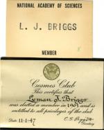 Lyman Briggs Membership to National Academy of Science and Cosmo Club