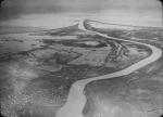Aerial view of Spanish river and agriculture, undated