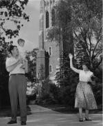 Family Parting in front of Beaumont Tower, 1950s