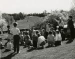 School group tour at Hidden Lake Gardens, 1970s