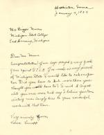 Congratulatory letter to Biggie Munn, 1954