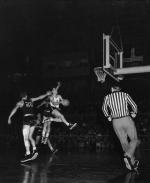 Basketball Game Action picture of MSC vs. Michigan with Jim Snodgrass, circa 1950