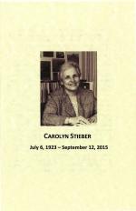 Carolyn Stieber memorial service program, 2015