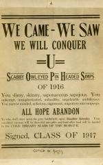 Class rivalry poster postcard, 1913