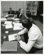 Clifton Wharton chairs Executive Group meeting, 1971