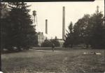 M.A.C. Smokestacks and power buildings on campus, 1920 ca.
