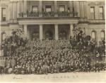Victory rally at the state capitol after an MAC football game, 1912