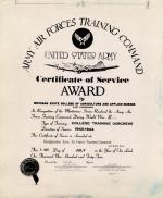 A copy of an award given for MSC Aircrew Training participation, 1943