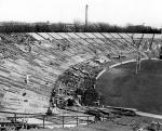 Construction of Macklin Field stadium, 1948