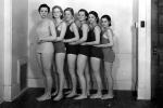 Female swimmers line up for a photo, 1933