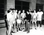 Jed Black congratulates IM boxing winners, 1954