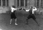 Two women fencing, 1929