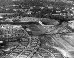 Aerial shot of the football stadium, 1948