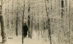 Man standing in the Aboretum during the winter, date unknown