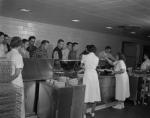The food service line at Brody Hall, 1955.