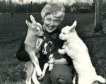 MZ Jones with three goat kids, 1986