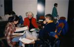 Margaret Zee Jones with two medical students, 1999