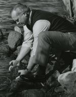 George Lauff studies algae in Gull Lake, 1973