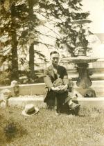 Onn Mann Liang with fountain, circa 1925