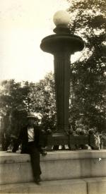 Onn Mann Liang posing next to a lamp post, 1927