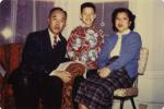 Onn Mann Liang with wife and child, 1957