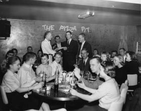 Students in the Pizza Pit, 1958 title=Students in the Pizza Pit, 1958