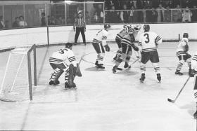 MSU vs. Colorado Hockey Game Action Shot, 1969. title=MSU vs. Colorado Hockey Game Action Shot, 1969.